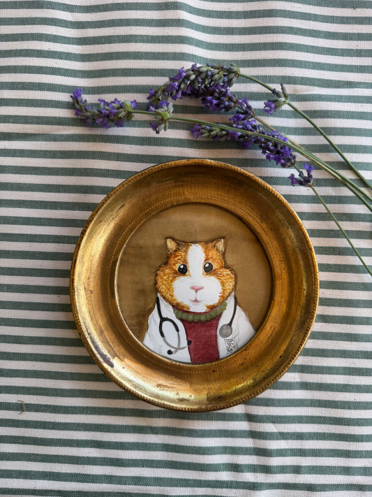 My doc - acquerello originale in cornice vintage