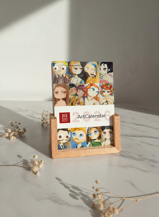 ArtCalendar 2026 – Calendario da tavolo con 12 illustrazioni Pallocchi su carta martellata A6