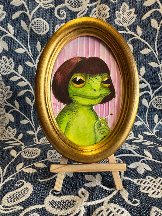 Zia Edna- acquerello originale in cornice vintage