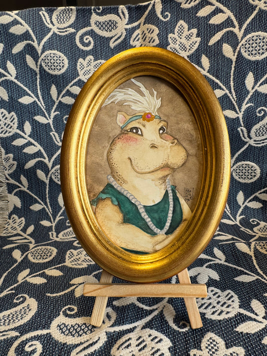 Eleganza senza taglia - acquerello originale in cornice vintage