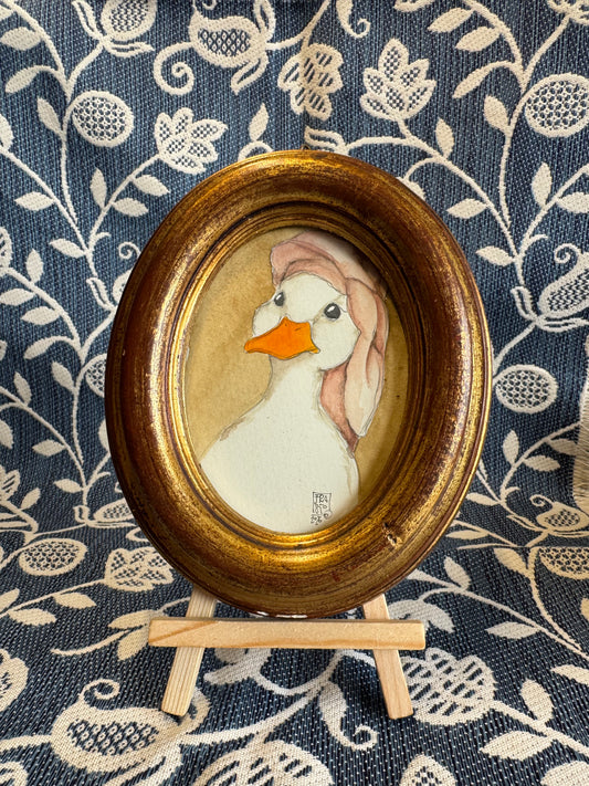 After bath- acquerello originale in cornice vintage