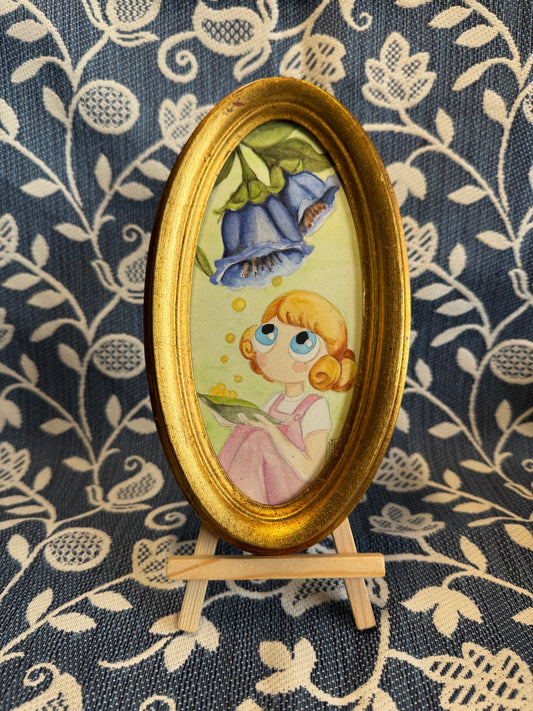 Polline - acquerello originale in cornice vintage