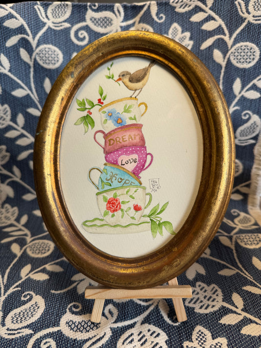Primavera still life - acquerello originale in cornice vintage